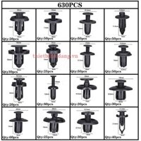 Hộp chốt nhựa, vít nhựa ô tô 630 chi tiết