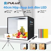 hộp chụp ảnh hộp chụp sản phẩm 40x40 Puluz Đèn LED 3 màu, 12 màu phong nền chụp ảnh,