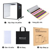 Hộp chụp ảnh sản phẩm Puluz 40cm có đầy đủ đèn Led và 12 màu nền tiết kiệm không gian