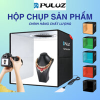 Hộp chụp ảnh sản phẩm Puluz 30cm có đầy đủ đèn Led và 6 màu nền tiết kiệm không gian.