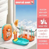 Hộp cọ bình sữa Silicon gấp gọn 5 chi tiết mang theo dễ dàng tiện lợi