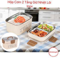 Hộp cơm 2 tầng giữ nhiệt lõi inox 304 cao cấp Hokori, Hộp đựng cơm văn phòng giữ nhiệt siêu tốt