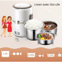 Hộp Cơm Bear DFH-S2358 2 Tầng 3 Khay Inox 304 Có Chế Độ Hâm Nóng Nấu Chín Thức Ăn  Dung Tích 2 Lít