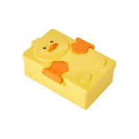 Hộp cơm bento cho bé vịt con dễ thương nhựa PP 2 ngăn kèm muỗng nĩa 6650 – cái