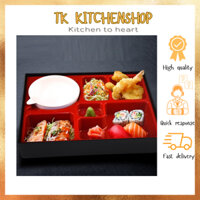 Hộp cơm bento Nhật Bản nhựa ABS cao cấp màu đỏ đen