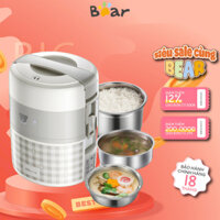 Hộp cơm cắm điện 2 tầng 2L Bear DFH-A20D1,270W,có hẹn giờ đa năng văn phòng nấu/hấp/hâm, BH 18 tháng