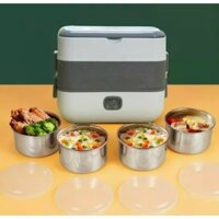 Hộp cơm cắm điện 2 tầng 4 ngăn inox giữ nhiệt hâm đóng và tự nấu chín thức ăn, Cà Men Đựng Cơm Đi Làm.