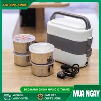 Hộp cơm cắm điện 2 tầng 4 ngăn inox giữ nhiệt hâm đóng và tự nấu chín thức ăn, hộp cơm văn phòng, hộp cơm mang đi làm