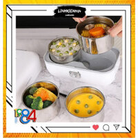 Hộp cơm cắm điện 2 tầng 4 ngăn inox giữ nhiệt hâm đóng và tự nấu chín thức ăn, Cà Men Đựng Cơm Đi Làm.