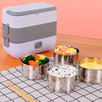 Hộp Cơm Cắm Điện 2 Tầng 4 Ngăn Inox Giữ Nhiệt Hâm Đóng Và Tự Nấu Chín Thức Ăn, Cà Men Đựng Cơm Đi Làm.