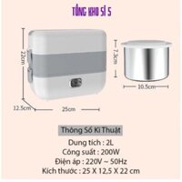 Hộp cơm cắm điện 2 tầng 4 ngăn inox giữ nhiệt hâm đóng và tự nấu chín thức ăn, Cà Men Đựng Cơm Đi Làm.