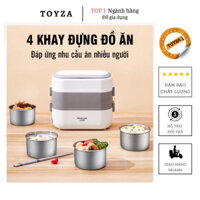 Hộp cơm cắm điện 2 tầng 4 ngăn inox giữ nhiệt, hâm nóng đồ ăn - Toyza Shop