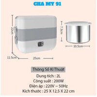 Hộp cơm cắm điện 2 tầng 4 ngăn inox giữ nhiệt hâm đóng và tự nấu chín thức ăn, Cà Men Đựng Cơm Đi Làm.