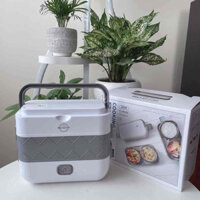 Hộp cơm cắm điện 2 tầng 4 ngăn inox giữ nhiệt hâm nóng và tự nấu chín thức ăn, Cà Men Đựng Cơm Đi Làm