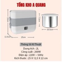 Hộp cơm cắm điện 2 tầng 4 ngăn inox giữ nhiệt hâm đóng và tự nấu chín thức ăn, Cà Men Đựng Cơm Đi Làm.