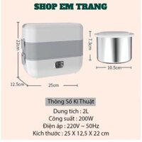 Hộp cơm cắm điện 2 tầng 4 ngăn inox giữ nhiệt hâm đóng và tự nấu chín thức ăn, Cà Men Đựng Cơm Đi Làm.