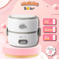 Hộp cơm cắm điện 2 tầng mini Bear DFH-B14S3, 1.35L,CS 200W, Hâm/Nấu Tiết kiệm thời gian, BH 18 Tháng