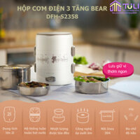 Hộp cơm cắm điện 3 tầng 2L Bear DFH-S2358,CS 270W, 3 tầng độc lập, Dễ dàng mang theo đi làm, Bh 18T