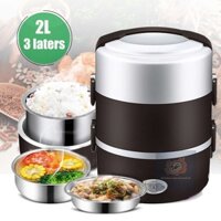 Hộp Cơm Cắm Điện 3 Tầng Ruột Inox 304, Hộp đựng cơm hâm nóng cắm điện, cặp lồng cơm văn phòng - GD tiện ích giá rẻ