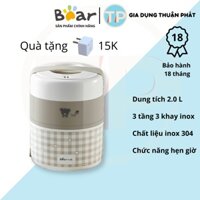 Hộp cơm cắm điện Bear hẹn giờ DFH-A20D1, nấu chín cơm, hâm nóng, giữ nhiệt cho thắc ăn, hộp cơm văn phòng, cặp lồng điện