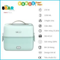 Hộp Cơm Cắm Điện Bear SB-HC12L 2 Tầng 3 Ngăn Hâm Nóng Cực Nhanh Inox 304 An Toàn Tuyệt Đối Chống Trào 1,2L SB-HC12L - Hàng Chính Hãng
