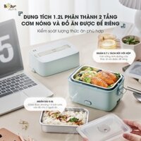Hộp Cơm Cắm Điện Bear DFH-B12E1 Hâm Nóng Cực Nhanh Inox 304 2 Tầng 3 Ngăn Giữ Nhiệt Chống Trào