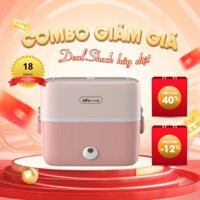 Hộp cơm cắm điện Bear DFH-B12U8, 1.2 lít, 2 tầng 3 ngăn, nấu chín, hâm nóng và giữ nhiệt, dùng inox 304