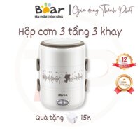 Hộp cơm cắm điện Bear DFH-S2358, dung tích 2L, 3 tầng, nấu chín, giữ nhiệt và hâm nóng cho thức ăn, dùng inox 304