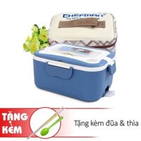 Hộp cơm cắm điện CHEFMAN- Hộp cơm điện hâm nóng thức ăn ruột bằng Ịnox an toàn- Hộp cơm văn phòng