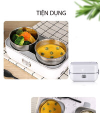 Hộp cơm cắm điện hai tầng,  hộp cơm hâm nóng 2 BÁT INOX,  giữ nhiệt thích hợp cho dân văn phòng KitAcoom, hàng nhập khẩu chính hãng cao cấp  - 2 Ngăn