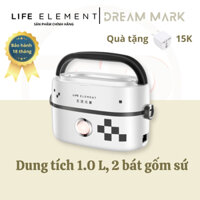 Hộp cơm cắm điện Life element DFH-F100, 1.0 lít, 1 tầng 2 bát gốm sứ, nấu chín, hâm nóng và giữ nhiệt