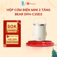 Hộp Cơm Cắm Điện Mini 2 Tầng Bear DFH-C15D2 | 240W - 1.5L - Khay Inox Hâm Nấu Cơm Nhanh| BH 18 Tháng