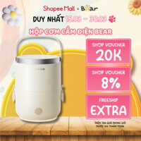 Hộp Cơm Cắm Điện Mini 2 Tầng Bear DFH-C15D2, 240W, 1.5L, Khay Inox Hâm Nấu Cơm Siêu Nhanh, Bảo Hành 18 Tháng