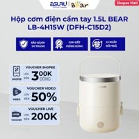 Hộp Cơm Cắm Điện Mini 2 Tầng Bear DFH-C15D2 | 240W - 1.5L - Khay Inox Hâm Nấu Cơm Nhanh| BH 18 Tháng