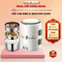 Hộp cơm cắm điện trưa văn phòng mini đa năng 3 tầng 2L Bear DFH S2358, hâm nóng/nấu/hấp, BH 18 tháng