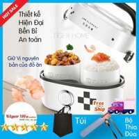 Hộp cơm cắm điện văn phòng 2 bát 4 bát gốm sứ và inox  nấu cơm hâm nóng giữ nhiệt thức ăn Model New