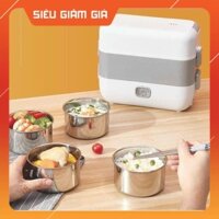 Hộp cơm cắm điện văn phòng 2 tầng,4 bát inox, có tay cầm tiện lợi, có chức năng tự nấu chín,giữ nhiệt,nóng dễ mang theo