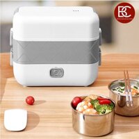 Hộp cơm cắm điện văn phòng 2 tầng giữ nhiệt 4 khay thức ăn, Hộp cơmm hâm nóng tự nấu chín hâm nóng đồ ăn ruột inox Cooki