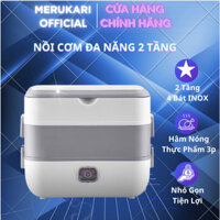 Hộp cơm cắm điện văn phòng 2 tầng,4 bát inox, có tay cầm tiện lợi, có chức năng tự nấu chín,giữ nhiệt nóng dễ mang đi.