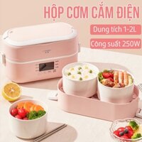 Hộp Cơm Cắm Điện Văn Phòng Hộp Cơm Điện Giữ Nhiệt 2 Khay 4 Khay Sứ Giữ Nhiệt Nắp Bật Nấu Chín Thưc Ăn Hâm Nóng Đồ Ăn