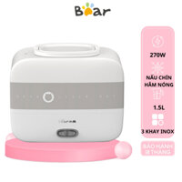 Hộp cơm cắm điện văn phòng 1.5L Bear DHF-B17K2, 270W, Nấu chín/Hâm nóng , Lòng inox 304, BH 18 Tháng