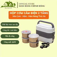 Hộp cơm cắm điện🍀𝑭𝑹𝑬𝑬 𝑺𝑯𝑰𝑷🍀Hộp cơm văn phòng 2 Tầng 4 Ngăn Inox-Cặp lồng cơm giữ nhiệt hâm nóng và tự nấu chín thức ăn