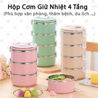 Hộp Cơm Cặp Lồng Cà men KhoNCC Hàng Chính Hãng - Giữ Nhiệt Thức Ăn 4 Tầng Lúa Mạch Ruột Inox si - KLVQ-1703-HC4T Ngẫu Nhiên Màu