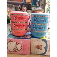 Hộp Cơm, Cặp Lồng Giữ Nhiệt 3 Tầng Hello Kitty, Làm Bằng Inox hàng Cao Cấp Sạch Sẽ Gọn Gàng Dễ Vệ Sinh
