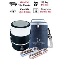 Hộp cơm điện, hộp cơm văn phòng giữ nhiệt  kèm túi đựng tặng hộp đũa thìa inox