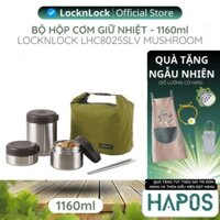 Hộp cơm giữ nhiệt 1160ml LocknLock (3 hộp) LHC8025SLV, Hàng chính hãng, kèm đua inox độ bền cao - HAPOS HOME