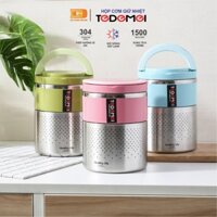 Hộp Cơm Giữ Nhiệt 2 Ngăn, Ruột Inox 304, Cà Men Đựng Cơm 2 Ngăn 1.5L TEDEMEI