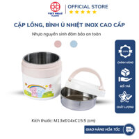 Hộp cơm giữ nhiệt 2 ngăn ruột inox nhựa Việt Nhật No 4032| Cặp lồng giữ nhiệt 2 tầng cao cấp