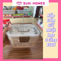 Hộp cơm giữ nhiệt 2 tầng 3 ngăn có quai xách. Cặp lồng mã 6566