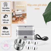 Hộp cơm giữ nhiệt 2 tầng 4 ngăn Bucook Lotus, nồi cơm điện mini inox 304, hộp đựng cơm văn phòng bảo hành 6 tháng